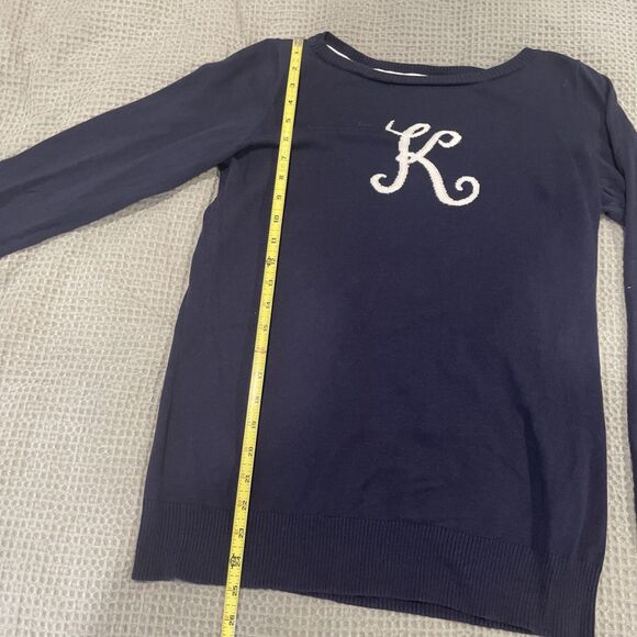 EUC Lilly Pulitzer “K” Intarsia Sweater, size Large Amazing condition navy - Picture 6 of 10